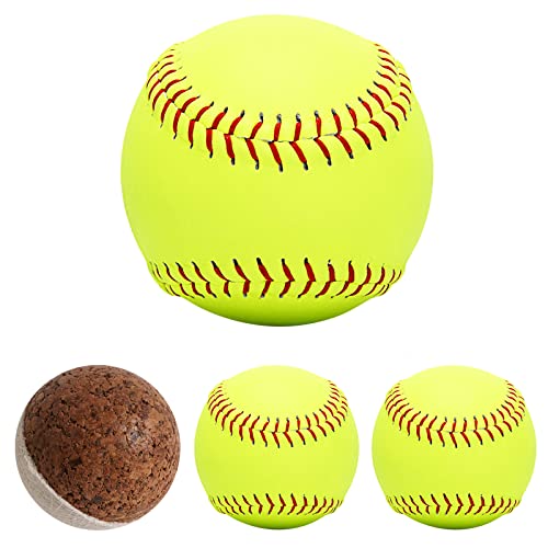 4Pack Softball 12 Inch Slow Pitch Official Size and Weight Autograph Softball Training Ball for Games, Soft Toss, Batting, Fielding, Hitting, Pitching