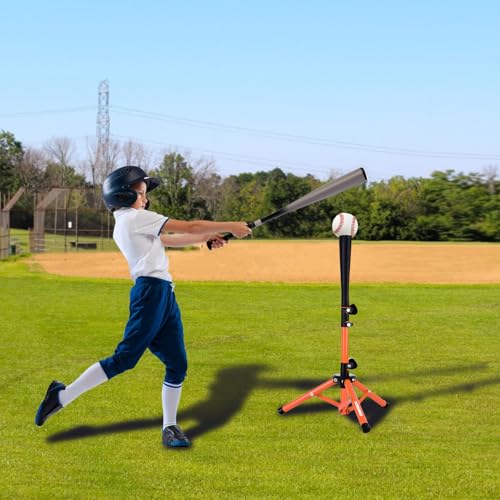 Baseball Softball Tee for Kids Toddles Youth Batting Hitting Tee T Ball Set Stand for Baseball Trainer Easy Adjustable Height 20.5''-29.5''Portable w/Carry Bag for Indoor Outdoor
