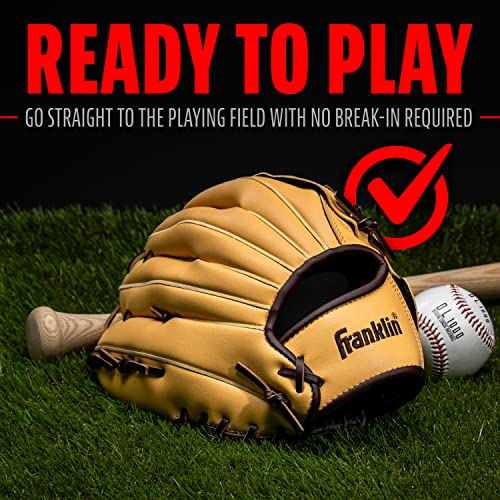 Franklin Sports Field Master Baseball + Softball Glove - Field Master Adult + Youth Baseball + Softball Mitt - Men's + Women's Gloves - Right Hand Throw - color: Camel, style: 13" - Basket “V” Web