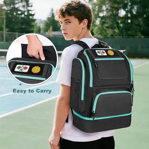 GOBUROS Pickleball Bags for Men Women, Pickleball Backpack for 4 Paddles with Shoe Compartment, Large Capacity Pickle Ball Equipment Bag, Black - color: Black