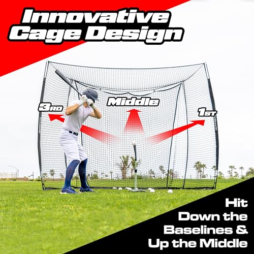 GoSports Baseball & Softball Portable Backstop Practice Net - 10 x 8 ft Hitting & Pitching Net for Backyard