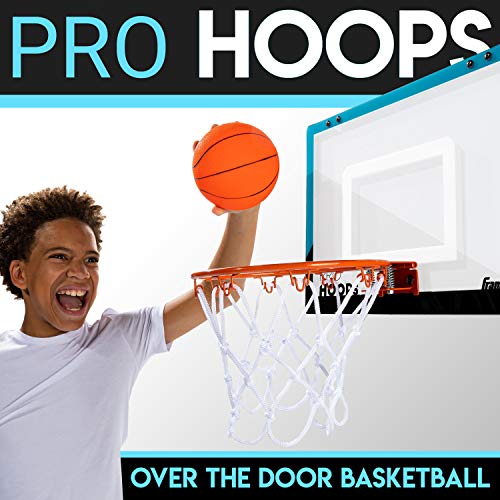 Franklin Sports Mini Basketball Hoops-Indoor Over The Door Mini Hoop+Basketball Sets-Perfect Accessory for Bedroom+Office - size: 17.75" x 12" (Pack of 1), style: Blue - 17.75" x 12"
