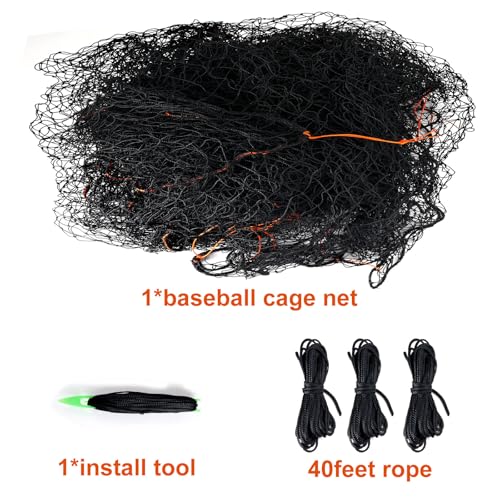 8x8x20 /10x10x35/12x12x55ft Heavy Duty Enclosed Batting Cage Net With Door, Only Net, No Poles and Frame, Professional Softball Baseball Nets for Batting and Pitching, Batting Cages for Backyard