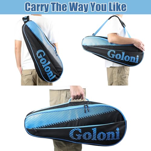 Goloni | 3 Racquet Tennis Bag, for Professional or Beginner Tennis Players, Rackets Cover Bag with Protective Pad & Lightweight | Unisex Design for Men, Women, Youth and Adults - color: sky blue
