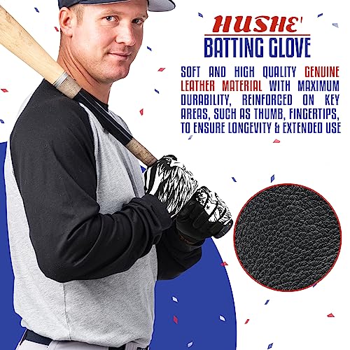 Hushe' American Flag Batting Gloves & Softball Gloves USA Flag Baseball Batting Gloves Youth Kids Baseball Batting Glove for Youth Men Adult & Unisex. - color: Black Eagle, size: Adult Medium
