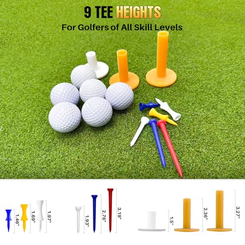 Golf Hitting Mat 6x4ft Golf Mats Practice Indoor Outdoor with 20mm EVA Base Golf Practice Mat with 9 Hitting Holes Ideal for All Levels