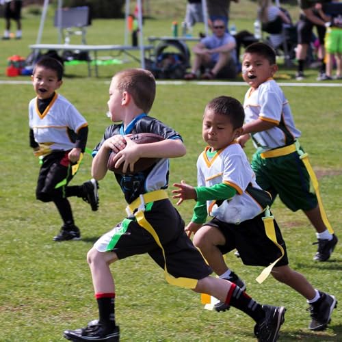 Peryiter 2/12/24/36 Player Flag Football Belt, Adjustable Football Belts and Flags for Kids Youth Adult Sport Team Training - color: Yellow