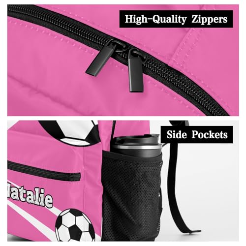Sport Soccer Player Number Team Name Pink Personalized School Backpack for Teen Kid-Boy/Girl Primary Daypack Travel Bookbag - color: Option 34