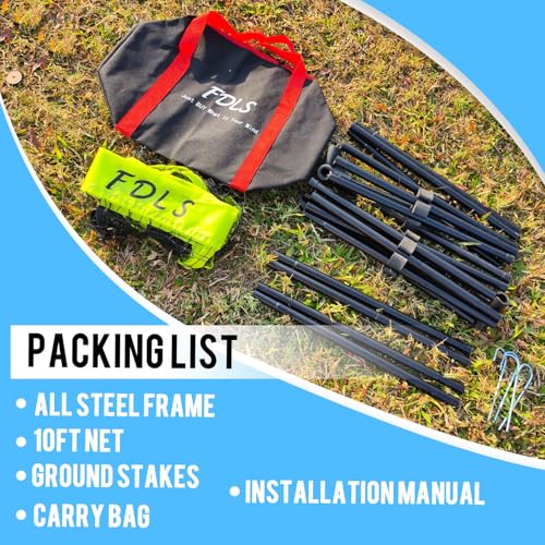 FDLS 10FT Portable Badminton Pickleball Net with Carry Bag for Indoor Outdoorl Height Adjustable| Easy Set up - style: Yellow&Green