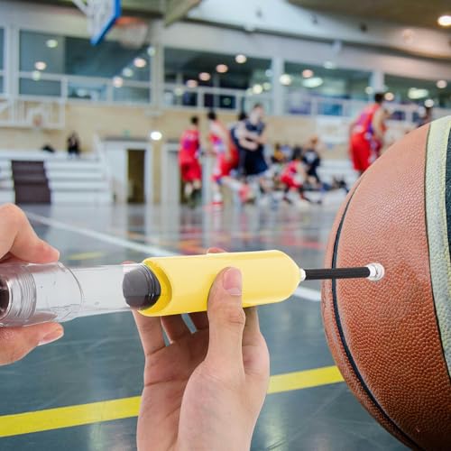 Mini Sports Ball Pump with Needle, Hand Air Pump for Basketball, Soccer, Volleyball, Portable Inflator for Swim Rings, Yellow