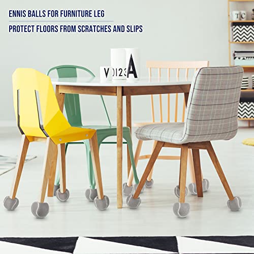 Macarrie 40 Pieces Precut Tennis Balls for Chairs Tennis Ball Chairs Foot Covers for Furniture Leg Classroom Floor Protection Chair Desk Legs Coverings(Gray) - color: Grey