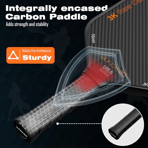 Professional Pickleball Paddles- T700 Carbon Fiber Pickle Racket- 3K Raw Carbon Frosted Surface for Enhanced Spin and Friction - USAPA Approved Offensive Long Paddle for Intermediate Advanced Players - color: Black - Orange