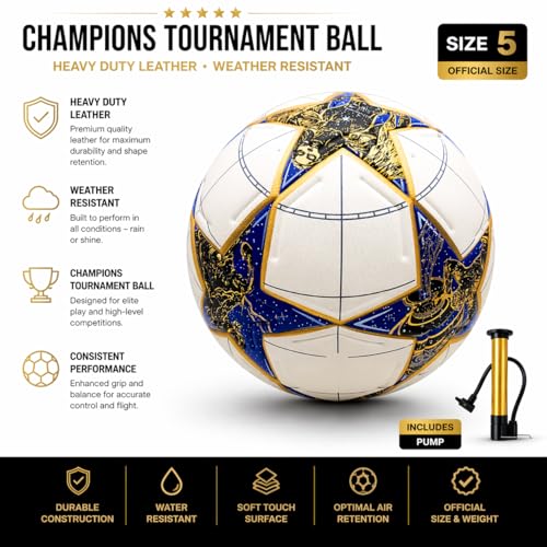 Professional Soccer Ball Size 5, Polyurethane Material, Thermo Bonded Construction, Youth and Adult - color: red