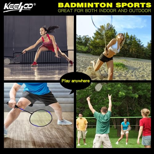 KH Badminton Rackets Set of 2 4 6 for Adults Kids,Beach Lawn Backyard Game Outdoor Sports,Racquets,Shuttlecocks & Carry Bag Included - color: Black, Red, Blue (4 Player)