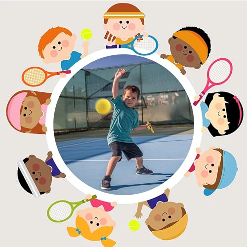 Kids Tennis Racket for Baby,Child and Kids Age 3~15,Toddler Tennis Racket Set Including 4 Shuttlecocks,2 Tennis Balls,2 Foam Balls and 1 Carrying Bag - color: Orange&Green