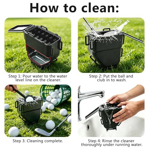 Ruppence Golf Cart Ball Washer and Club Cleaner Kit, Golf Ball Washer, Includes Straps, Improved Brush Design, Perfect for Club Courses, Pros, & Home