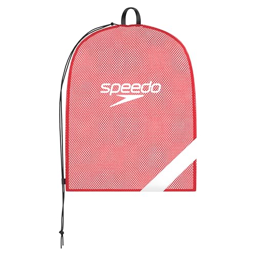 Speedo Drawstring Ventilator Mesh Equipment Bag - color: Speedo Red/White