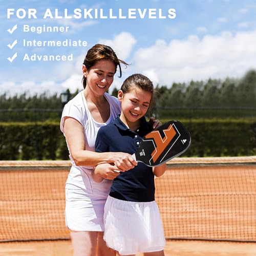 OLANNY Graphite Pickleball Paddles Set- Premium Rackets Fiber Face & Polymer Honeycomb Core Pickleball Set Includes Pickleball Paddles + Pickleball Balls+ Replacement Soft Grip + 1 Bag - color: Letter A