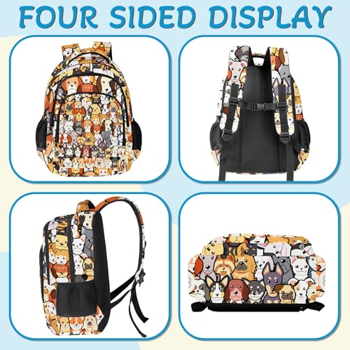 Dog Theme Backpack for Kids,School Bookbag Large Capacity Adjustable Bookbag Durable Lighting Multi Pockets School Bag Daypack Travel (Dog) - color: Dog