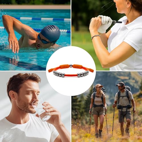 Golf Score Counter Bracelet, 10 Stainless Steel Beads, 2mm Cord Adjustable Golf Stroke Tracking Baseball Swimming Sport Golf Gift for Men and Women - style: Orange