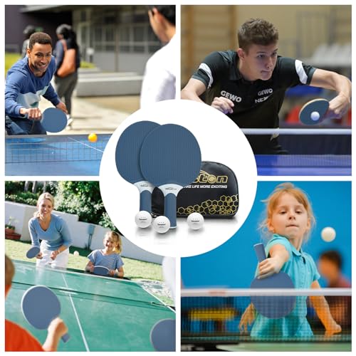 Senston Table Tennis Rackets Set, Professional Table Tennis Racket with 3 Balls, Composite Rubber Ping Pong Paddle Set - color: Indigo