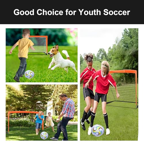 Soccer Goal for Backyard, 4'x3' Pop Up Football Goal, Target Practice for Young, Optional Soccer Equipment with Portable Goal, Soccer Training Mat/Cones/Resistance Bands/Agility Ladder
