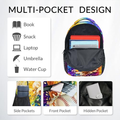 Kids School Backpacks Baseball Drip Bookbag for Boys Teens, 17 Inch Elementary Back Pack Lightweight Back to School Supplies - color: Beige