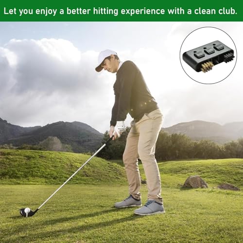 Golf Club Brush Cleaner Set, 3-in-1 Portable Groove Cleaning Tool, Pack of 3, Black