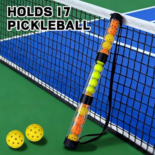 Pickleball Ball Retriever 17 Ball Pickleball Tube Ball Pickup Tennis Ball Tube with Shoulder Strap, Easy Pickup Portable Pickleballs Balls Holder