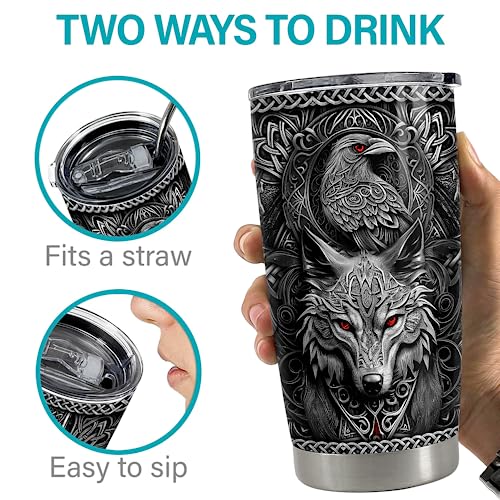 Viking Cup Tumbler 20oz Viking Gifts for Men Vikings Stainless Steel Insulated Tumblers Coffee Travel Drinking Mug Gift for Birthday Christmas - color: Viking 1
