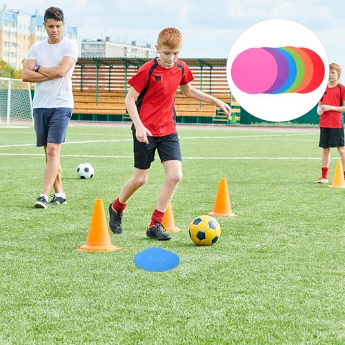 6pcs Soccer Training Flat Disc Markers 9" Diameter, Non-Slip Football Practice Floor Markers for Agility Drills, Speed and Skills Training Equipment for Field and Backyard Use