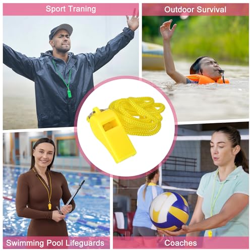 Whistles with Lanyard, Training Sports -Fitting for (Coaches/Referee/Outsides/Team Events) - color: Yellow