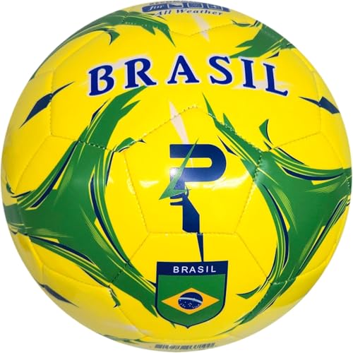 Elite Edition Soccer Ball - Training Soccer Ball – Durable TPU Outdoor Ball – Country Design (USA, Argentina, Brasil, Mexico, Portugal & More) - size: 2, style: BRASIL