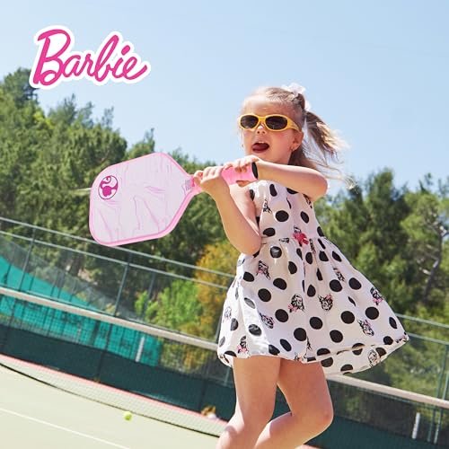 Barbie Pickleball Paddle Set with Carry Bag, Pickleball Starter Kit with Paddle & Balls, Lightweight Sports Set for Kids, Teens & Beginners (Pink)