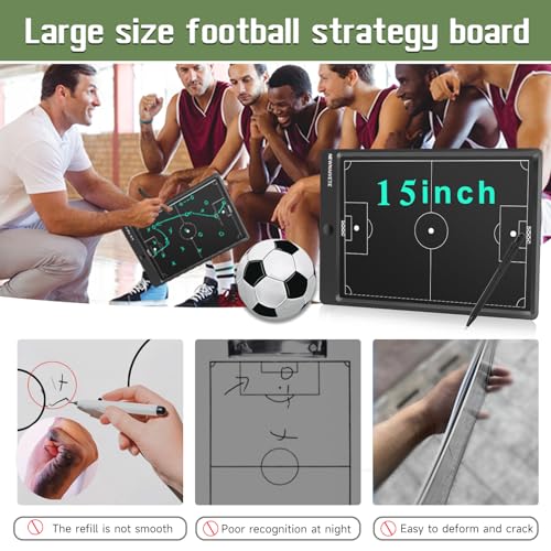 15 inch Electronic Football Coach Board - LCD Soccer Tactical Coaching Board with Stylus Pen for Football Coach Marker Training Writing Tablet - color: 15 Inch Football Coaching Board
