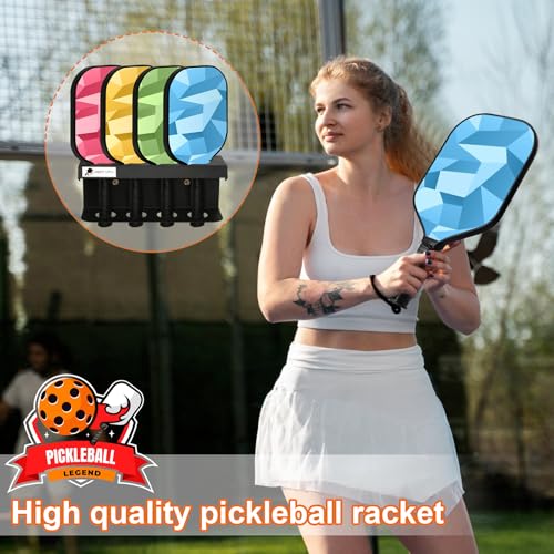 Pickleball Racket Ball Holder Holds 4/12 Paddles Pickleball Storage Rack with Label to Track Next Up Players Pickleball Paddle Holders To Fence Wall Hanging Storage Outdoor Not Include Paddles (3)