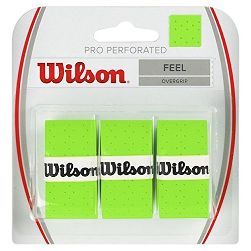 WILSON Pro Overgrip Perforated 3 Pack - White - Tennis - Badminton - Squash - color: Green