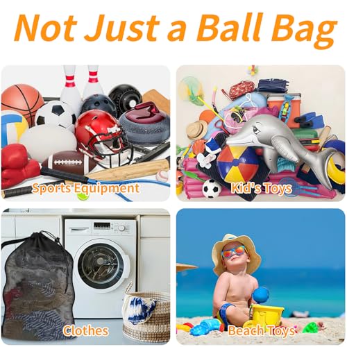 Extra Large Sports Ball Bag, Heavy Duty Breathable Mesh Storage Bag, 40" x 30" Hold 10-12 Soccer Basketball Football, Adjustable Shoulder Strap, Ideal for Coaches, Team, Swimming Gear - style: No Pocket