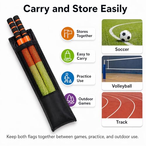 2-Pack Soccer Referee Flags, 14x14 Inches Ideal for linesmen and offside signaling in soccer games, these durable flags offer high visibility. Perfect for matches, training, and referee equipment.