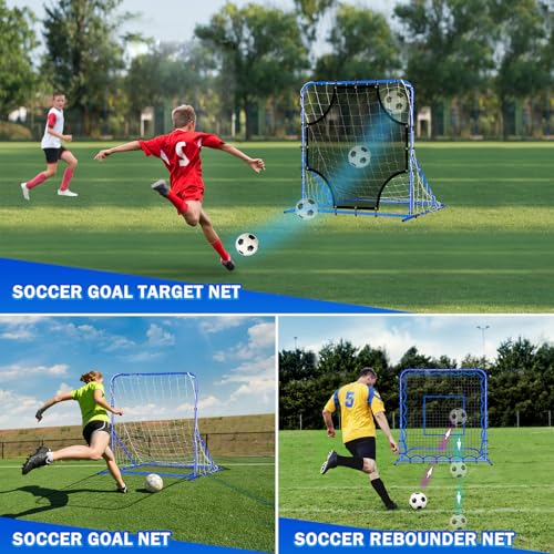 Soccer Baseball Rebounder Net, Soccer Goal Net, Volleyball Softball Rebound Pitchback Net Quick-Switch Angle Training for Control, Passing Practice, Bounce Back Rebounder Goals Gifts Trainer Equipment - size: 4FTx4FT