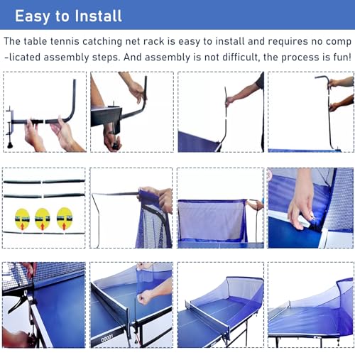 Table Tennis Ball Catch Net, Ping Pong Ball Collector Net with Tassels Design, Table Tennis Return Net for Ping Pong Robot Serve or Multi-Ball Practice, Easy Set Up