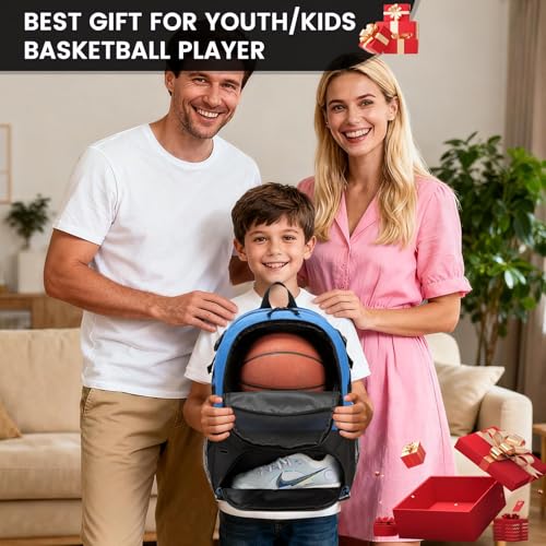 Basketball Backpack - Large Sports Equipment Bag with Ball Holder & Shoe Compartment for Basketball. (blue) - color: Blue