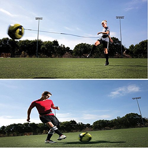 Football Kick Trainer Soccer Training Aids Hands Free Throw Sole Practice Equipment with Adjustable Belt Elastic Rope Fits Ball 3, 4,and 5