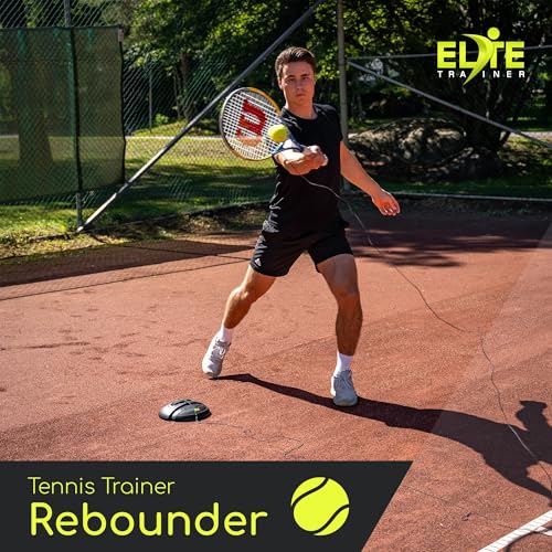 Tennis Rebound Ball Set | Solo Practice Rebounder, No Filling Required, Heavy Duty Power Base | 3 Balls with String, Drawstring Bag | Training Equipment for Any Skill Level