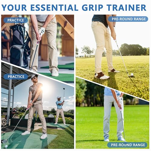 Golf Grip Trainer,Golf Club Grip Trainer Right Hand,Golf Grip Swing Training Aid for Golfer Proper Hand Position,Attaches to Most Golf Handles