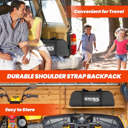 32FT Portable Volleyball Net System for Backyard - Adjustable Height Beach & Grass Court Sand-Resistant Outdoor Training Set with Pro-Grade Volleyball, Pump, Boundary Lines & Carry Bag(Bright Orange)