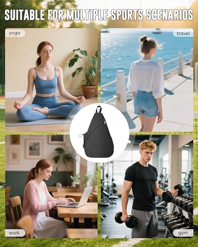 Pickleball Bag,Pickleball Bags for Women Men,Gym Bag,Protable Sling Backpack Fits 2 Paddles - color: B-Black