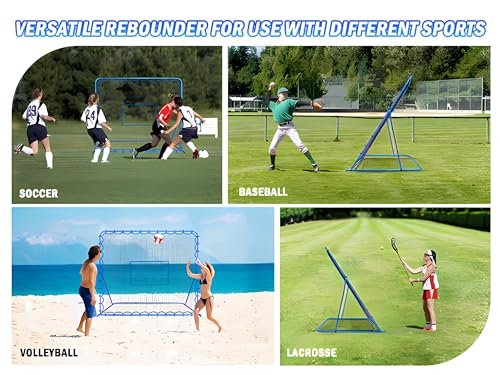 Soccer Baseball Rebounder Net, Soccer Goal Net, Volleyball Softball Rebound Pitchback Net Quick-Switch Angle Training for Control, Passing Practice, Bounce Back Rebounder Goals Gifts Trainer Equipment - size: 7FTx6FT