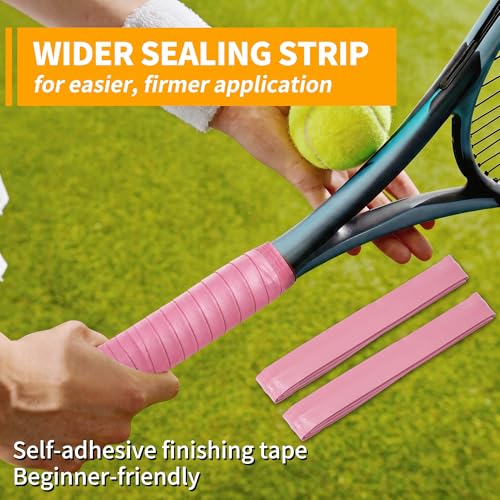 2 Pcs Tennis Racket Grip Tape, Dry Tennis Overgrip Tape, Anti-Slip Absorbent Grip, Racket Overgrip Tape - color: Light Pink, size: Textured-43.3"x1"x0.03"