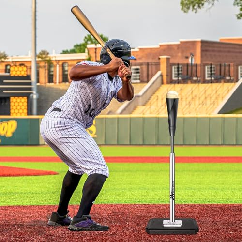 JASCOPRO Portable Batting Tee,Height Adjustable from 25-37 inch Hitting Tee For Baseball and Softball, Easy Assemble Premium Baseball Tee with Rubber Top,Metal Base Softball Tee for Kids/Youths/Adults